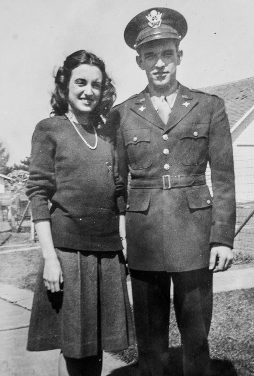 Charles and Patricia Krueger in 1943 on his family’s farm in Monroe, Wisconsin.