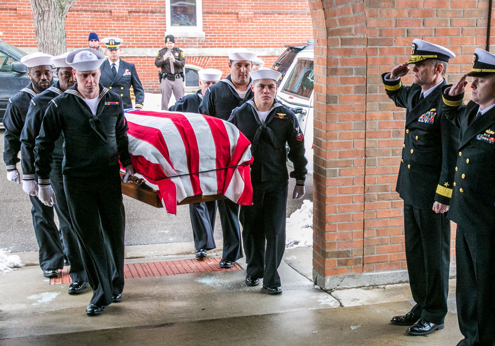 A 2017 ceremony honored World War II Aviation Radioman Second Class Albert P. “Bud” Rybarczyk, whose crash site in the waters off Palau was located by Project Recover, a collaboration of academic scientists.