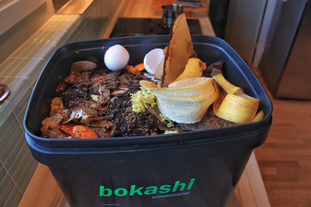 A Bokashi composting bin