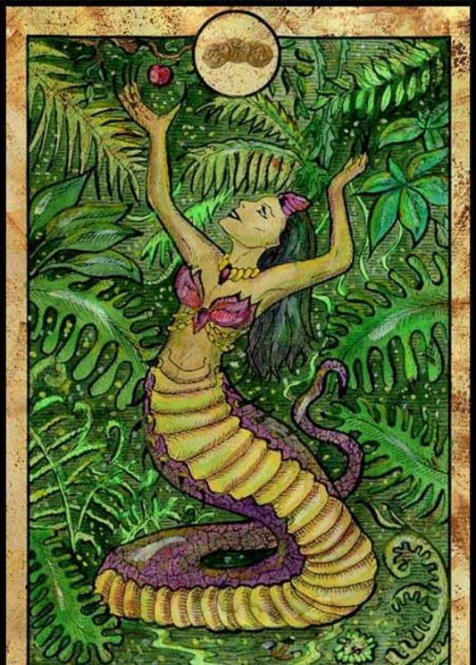 Echidna as depicted on a set of modern tarot cards