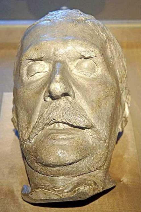 Death mask of Johann Strauss. Johann Strauss (1825 – 1899) was a famous Austrian composer who composed over 500 waltzes, polkas, quadrilles, and other types of dance music, as well as several operettas and a ballet. He was largely responsible for the popu