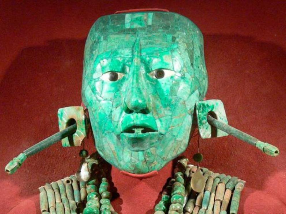 Jade funerary mask of Maya king Pakal of Palenque (Pakal the Great), 7th Century AD, Mexico