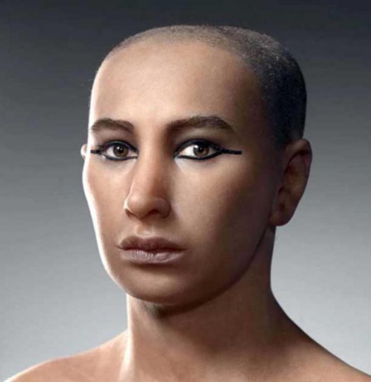 Model of King Tutankhamun based on facial reconstructions created using CT scans of King Tut’s mummy.