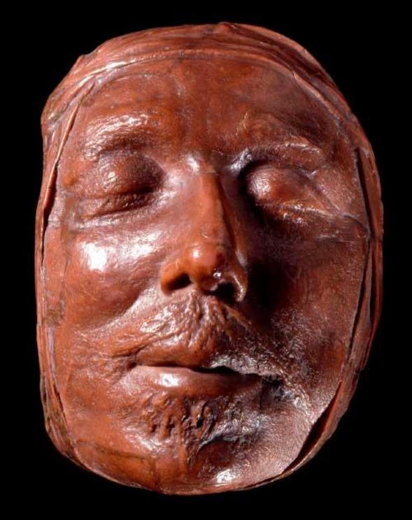 Wax copy of  Oliver Cromwell’s  death mask taken after the body had been embalmed.  Oliver Cromwell  (1599 – 1658 AD) was a notorious English commander and politician, who is regarded as one of the most important statesmen in English history. He remains a