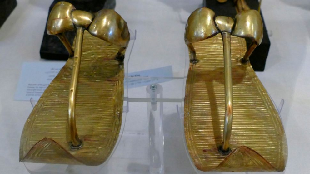 King Tut likely didn't wear these golden sandals during his lifetime.