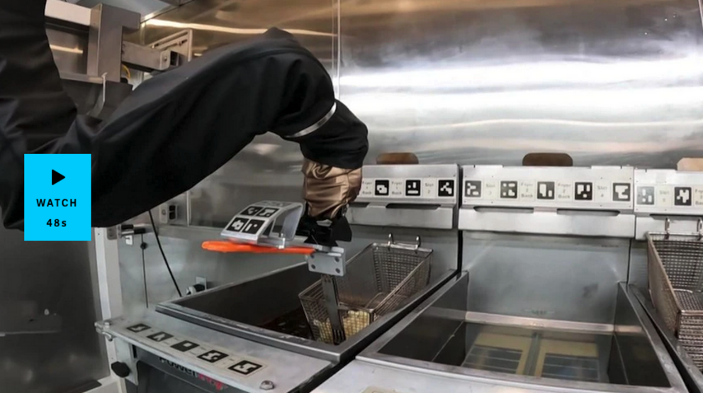 The 'Flippy 2' fast food robot makes French fries.