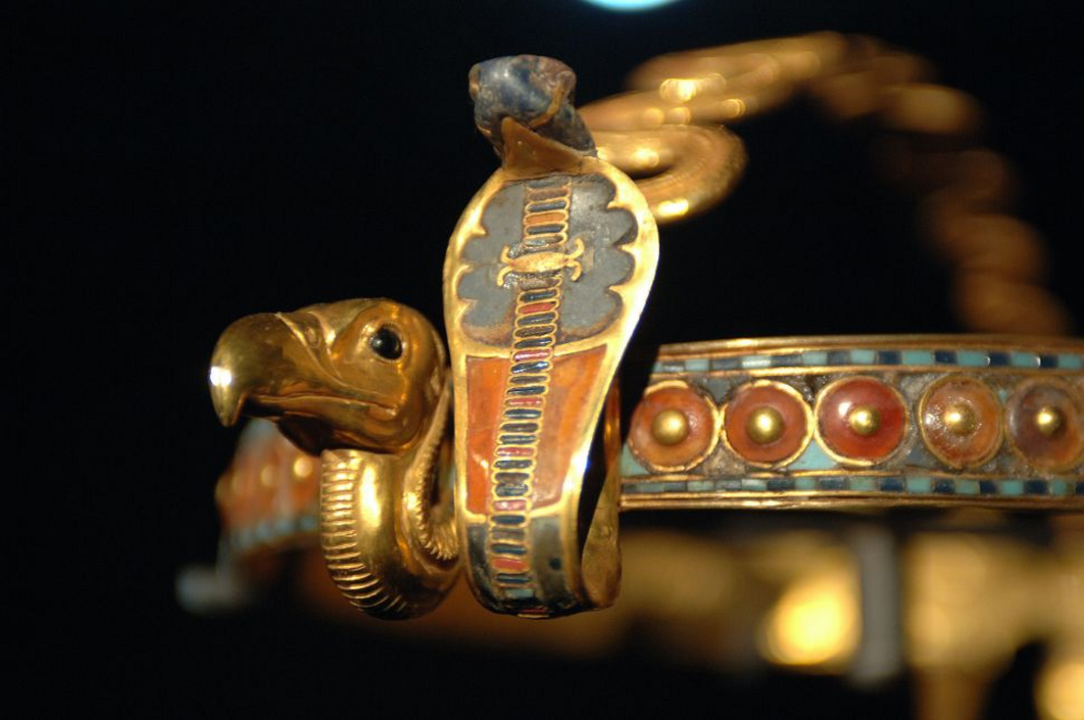 A diadem, found in Tutankhamun's tomb, has animal depictions on it.