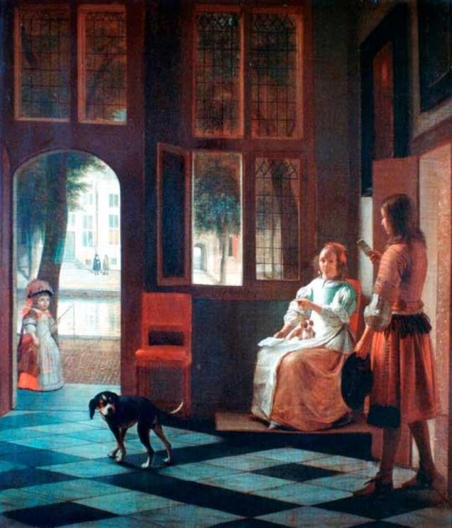 This 350-year-old painting appears to show a man looking at his smartphone, but by the painting’s title, it seems to be nothing more than a letter. ‘Man Handing a Letter to a Woman in the Entrance Hall of a House’ by Pieter de Hooch (c. 1650).