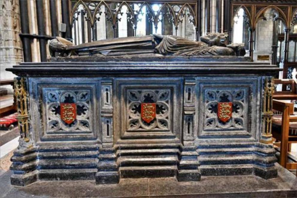 Tomb of King John d. 1216, Worcester Cathedral, England. King John was the 7th king to rule Britain since conquest of 1066. The carving on John’s tomb is exceptional as it is an excellent depiction of the real man at the time of his death rather than a he