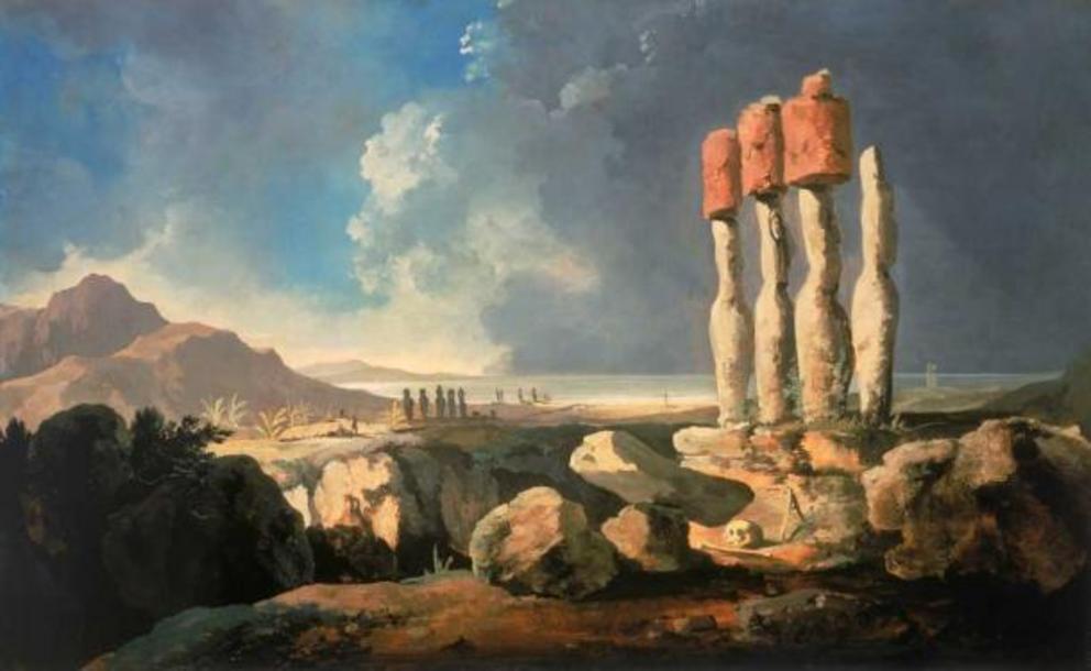 A painting of the moai statues (circa 1774) by British explorer William Hodges, gives a glimpse of their earlier condition