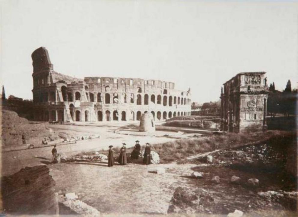 An 1870 photo of visitors to the Roman Colosseum. It’s difficult to imagine central Rome like this now!