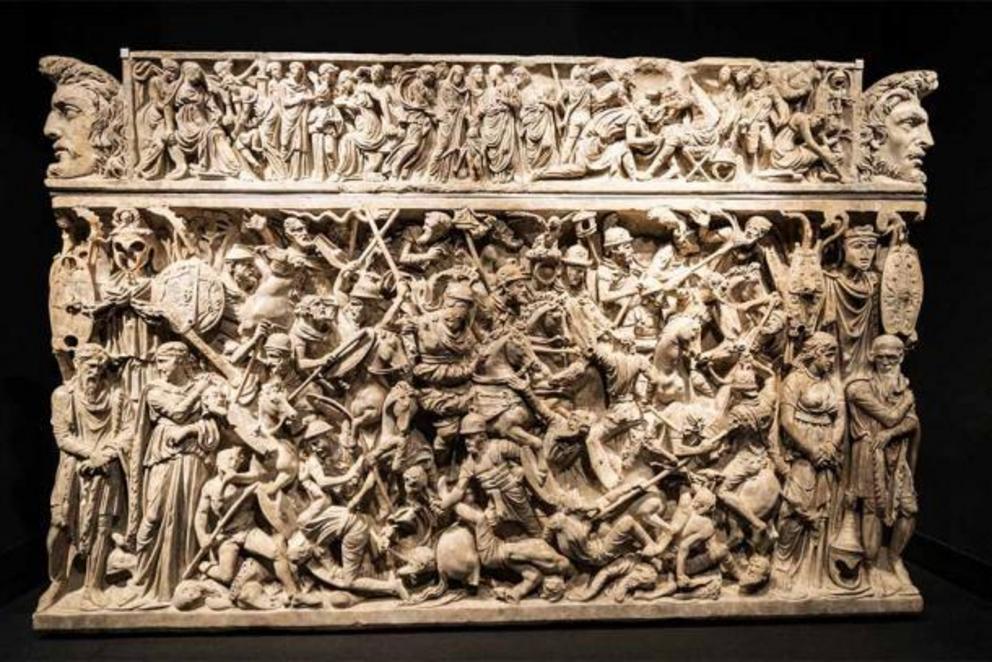 The Portonaccio sarcophagus is a 2nd-century ancient Roman sarcophagus found in the Portonaccio section of Rome, Italy. The sarcophagus was likely used to bury a Roman general killed in the 172–175 AD German-Sarmatic campaign of Marcus Aurelius during the