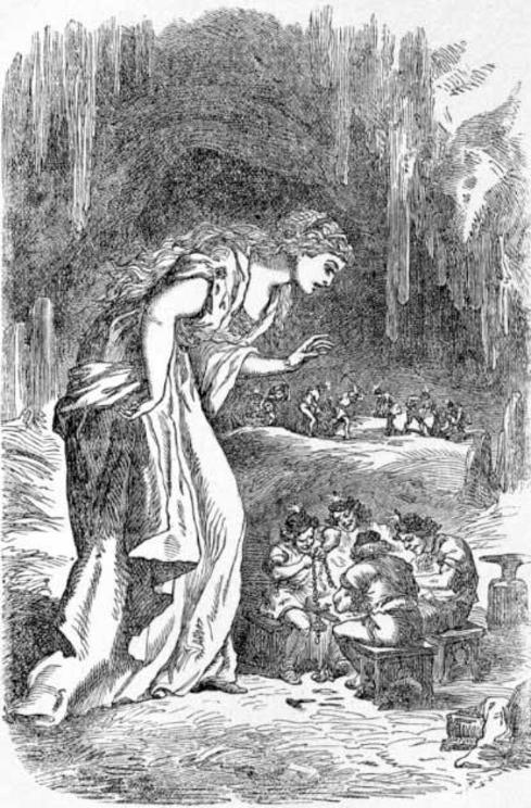 Freyja in the dwarfs' cave, book illustration from 1891