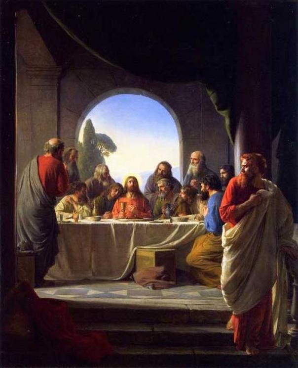 Judas retiring from The Last Supper, painting by Carl Bloch, 1834-1890.