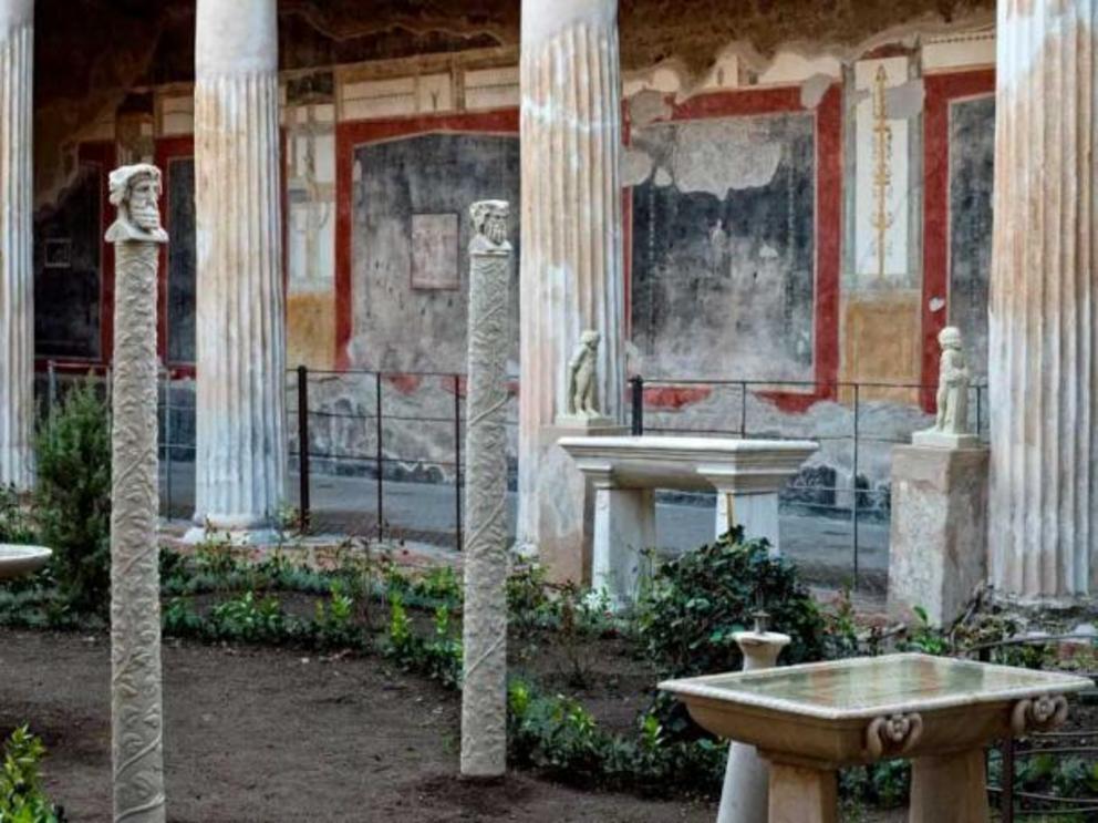 Part of the central courtyard garden at the restored House of Vettii.