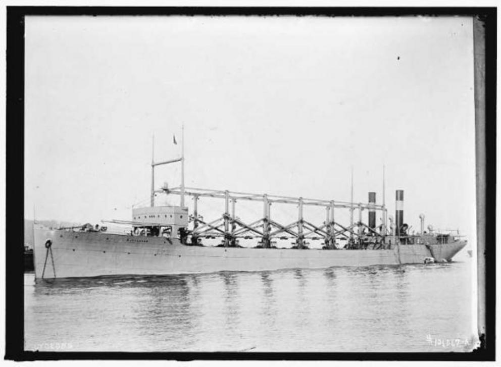 A photo of the USS Cyclops, circa 1915. This lost shipwreck has been subject to conspiracy theories, since it sank in the famed Bermuda Triangle