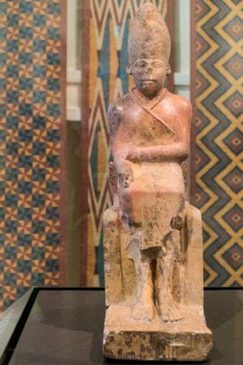 Statue of Khasekhemwy, circa 2690 BC. He was the last pharaoh of the Second Dynasty, and the first to build a monument at the Saqqara necropolis.