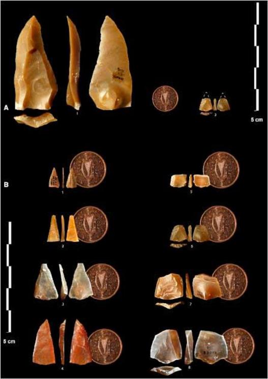 Lithic points found at the Grotte Mandrin site.