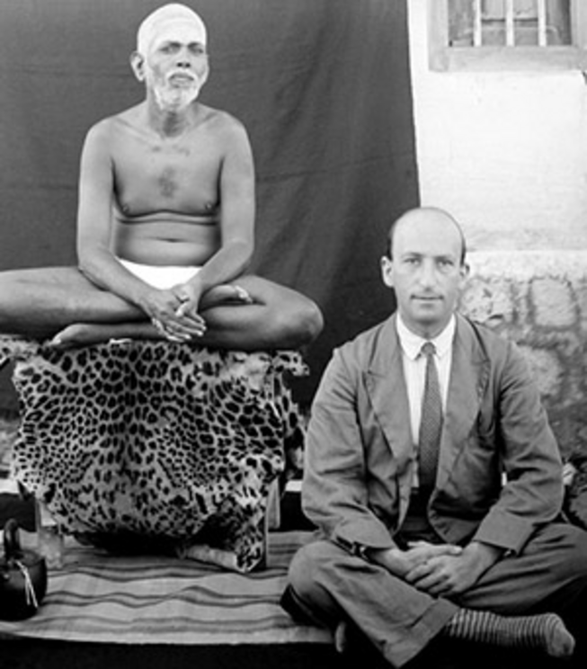 Paul Brunton with Ramana Maharshi, early 1930s.