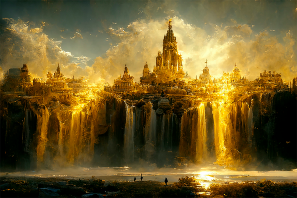 Artistic representation of a fabled lost city of gold.