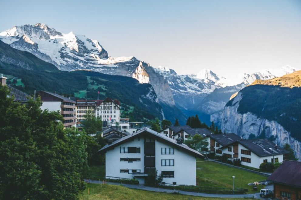 The mountain town of Wengen, Lauterbrunnen, Switzerland.