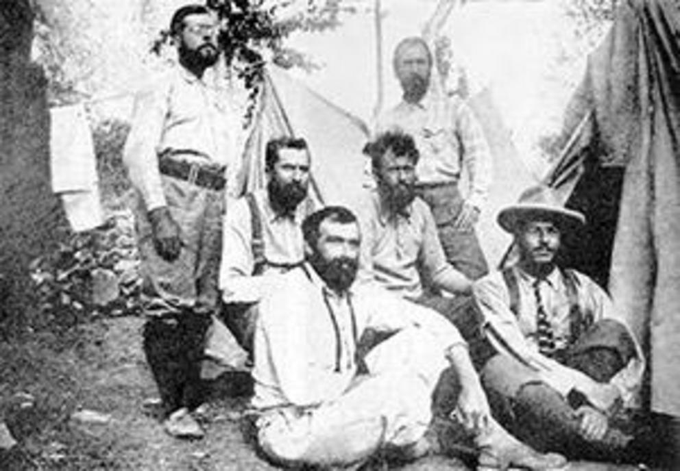 Aleister Crowley played many roles including that of mountaineer, and notable for being one of the first Westerners to attempt K2, the second-highest mountain on Earth after Mount Everest, in 1902. He is seen on K2 in the above photo, sitting, fourth from