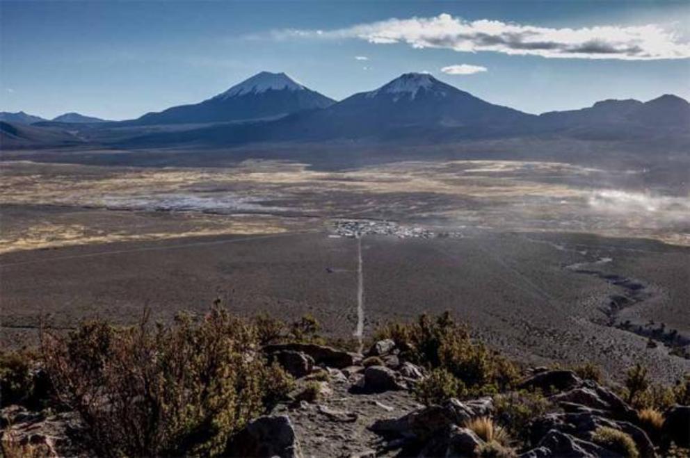 The Andean desert landscape at Sajama National Park, home to the mysterious Sajama Lines.