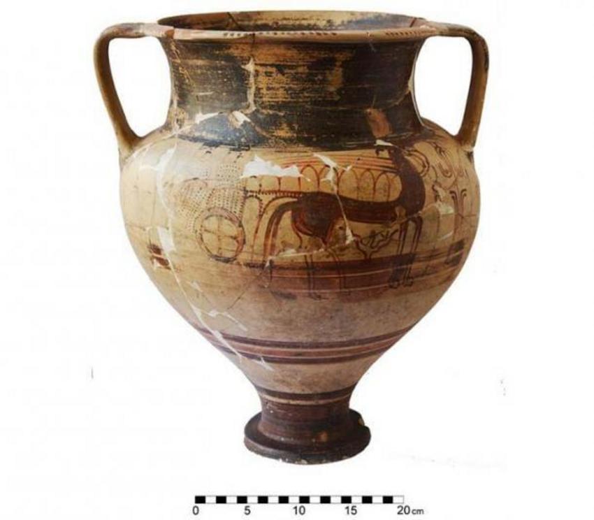 Large Mycenaean (Greek) “Chariot krater” (c. 1350 BC) discovered in elite tomb in Cyprus.