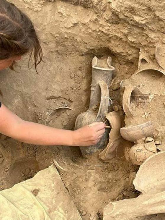 The excavations of the tombs in Cyprus in progress.