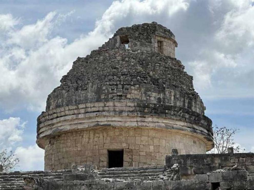 El Caracol, the Observatory- at Chichén Itzá. The building as a whole is aligned to the northerly extremes where Venus rises.