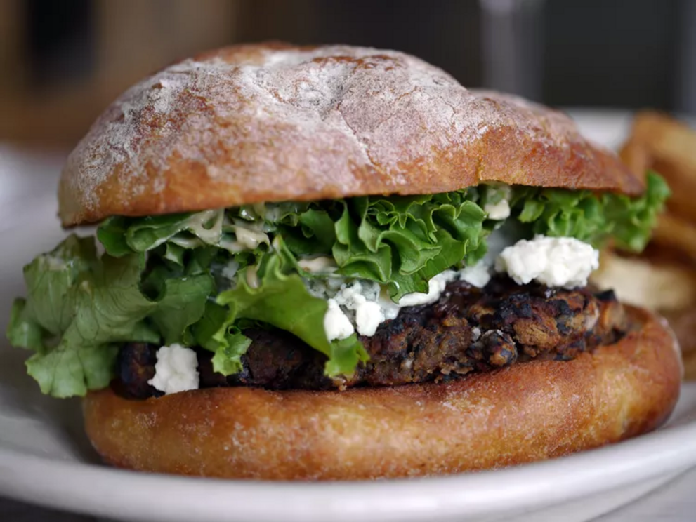 A black bean burger from Cafe Flora, Seattle.