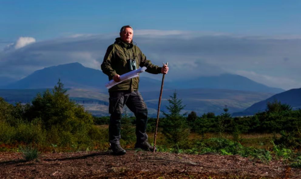 Land owner David Bennett at the site of Drumadoon cursus: the space was usually built for procession and gathering. Photograph: Murdo MacLeod/The Guardian