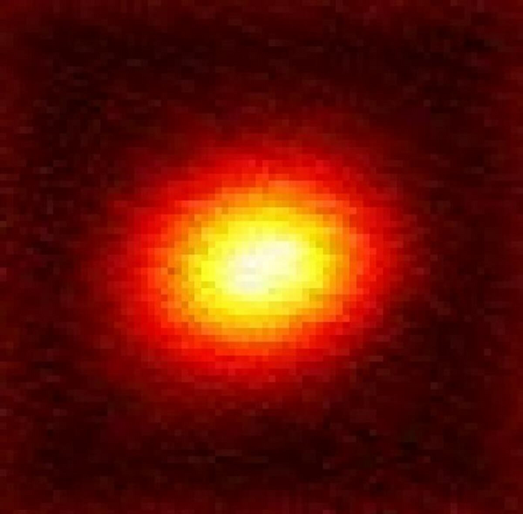 A tiny particle of polystyrene plastic as imaged by a new microscopic technique. It is about 200 nanometers across, or 200 billionths of a meter.