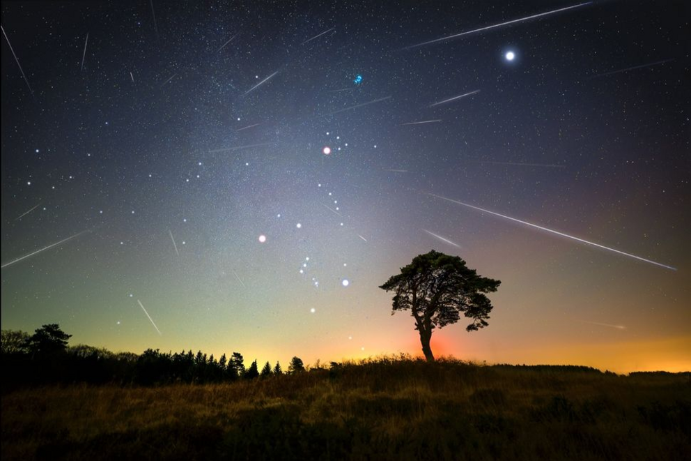 The Geminid meteor shower of 2023 as seen from from Somerset in the United Kingdom.