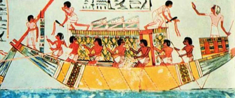 Egyptian tomb painting from 1450 BC. Caption: 