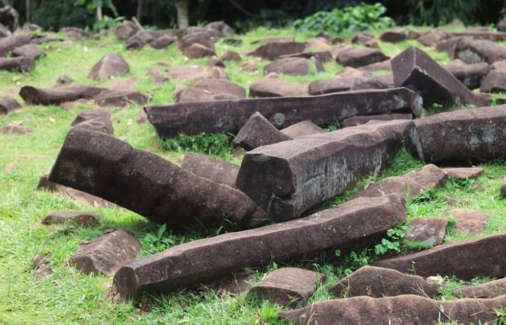 Elongated rock formations piled together at the megalithic site of Gunung Padang (Credit: Upen supendi/Shutterstock)