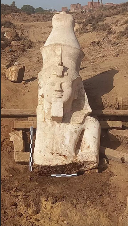 The recently discovered upper-half of a huge statue of Ramses II. Photo : Egypt's Ministry of Tourism and Antiquities