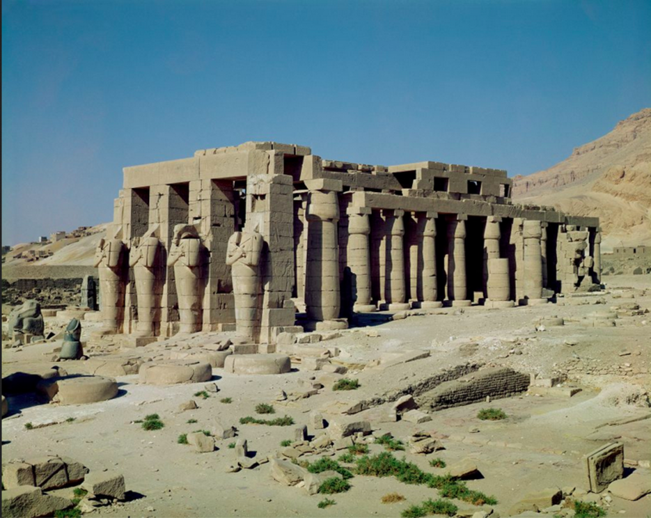 Ramesseum, the memorial temple of Ramses II, located in the Theban Necropolis in Upper Egypt. Photo: Art Images via Getty Images.