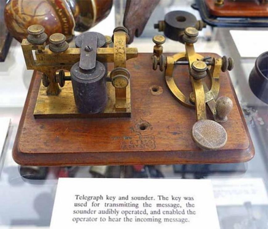 Telegraph key and sounder. The signal is 