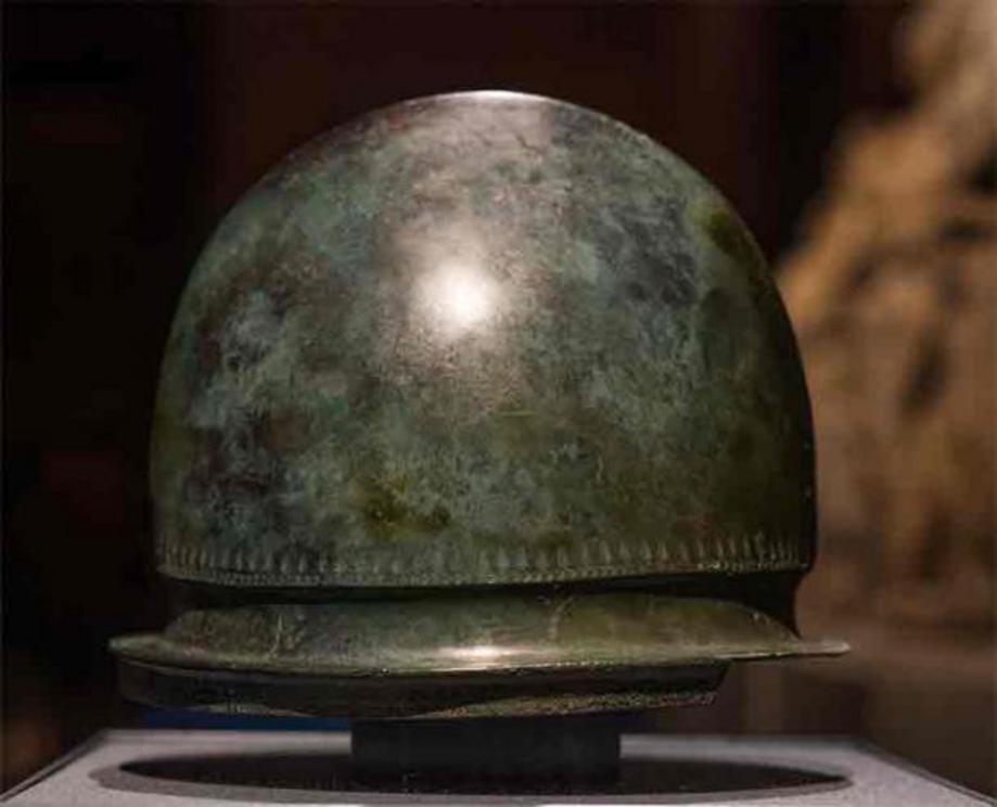 Negau B bronze helmet with its mysterious inscription.