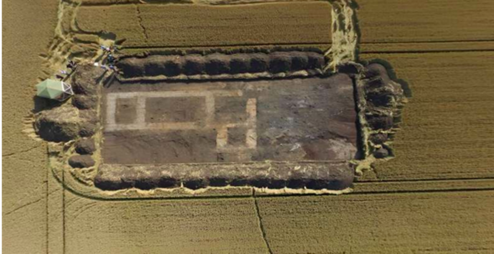 An aerial view of the excavation site at Crowland. Credit: The Anchor Church Field Project