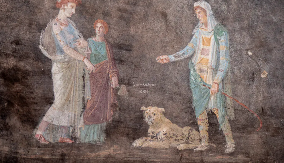The frescos depict Greek mythology: Paris kidnaps Helen which triggers the Trojan War. BBC/Tony Jolliffe