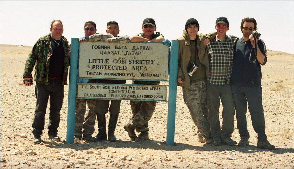 In May 2005, cryptozoologist Richard Freeman (far left) and others from the Center for Fortean Zoology, a British cryptid research group, went hunting for the Mongolian death worm. Courtesy Richard Freeman