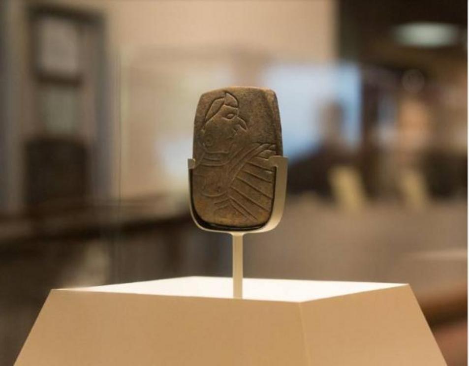 The Birdman tablet is an engraved stone tablet discovered in the 1970s from Monks Mound at the Cahokia Mounds archaeological site. Believed to be associated with religious or ceremonial practices of the Mississippian culture, it has been adopted as the sy