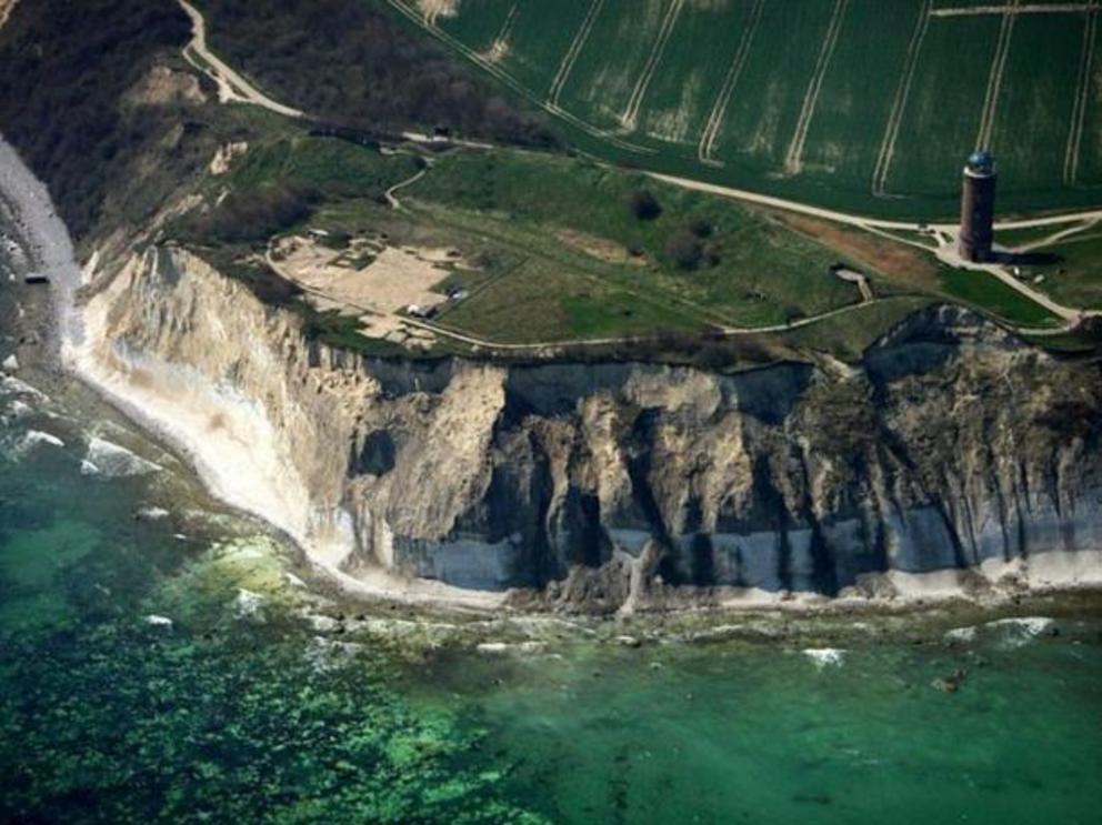 Aerial view of the remains of a fortress at Arkona.?Slavonic ring fortress at Kap Arkona