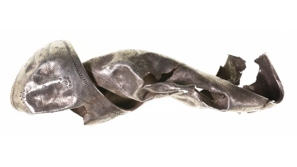 A silver fragment found with the hoard in the Westerwald mountain range.