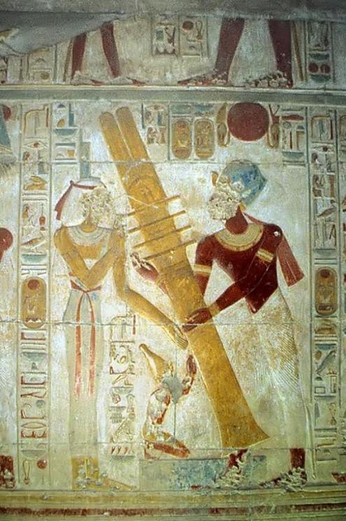 Raising the Djed pillar, Temple of Seti I, Abydos, Egypt