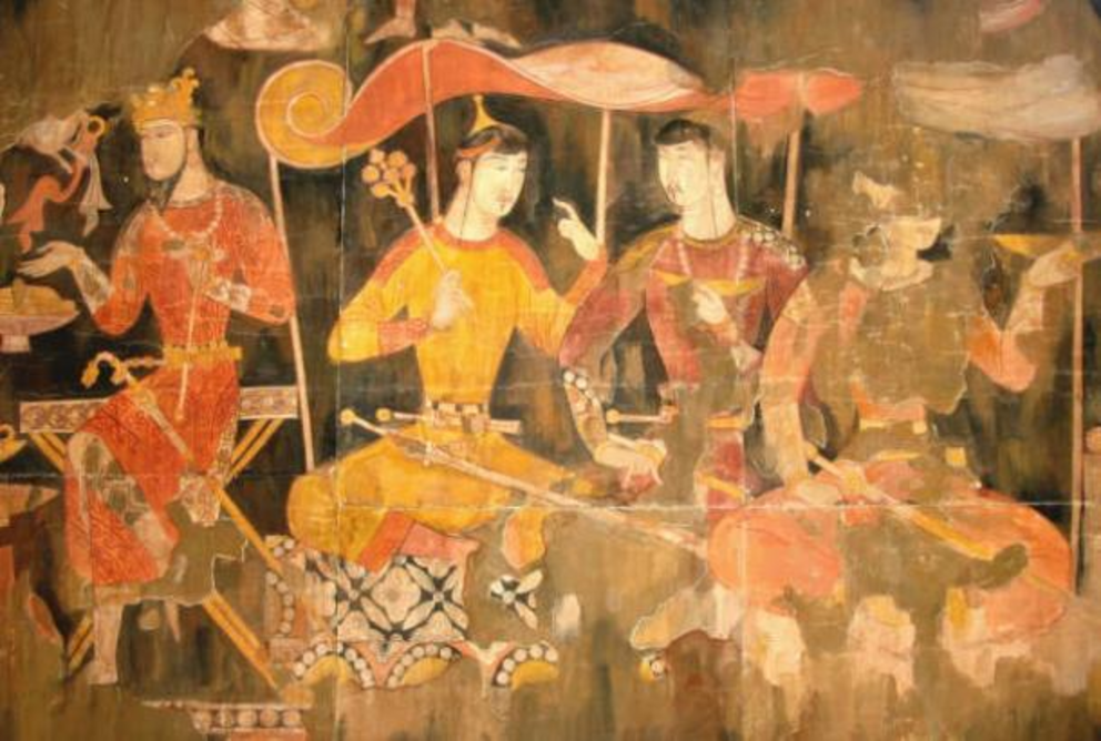 Medieval painting depicting Sogdian merchants.