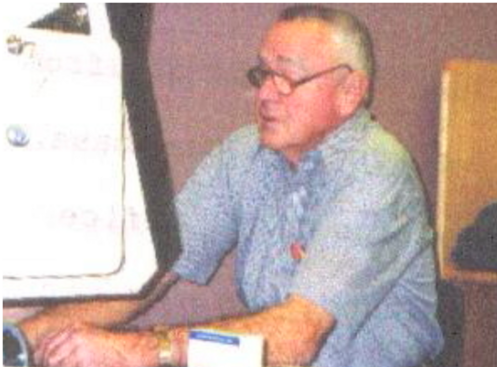 Charles Moore reviewing winds aloft data at the school library in Socorro. Photo by Kevin randle